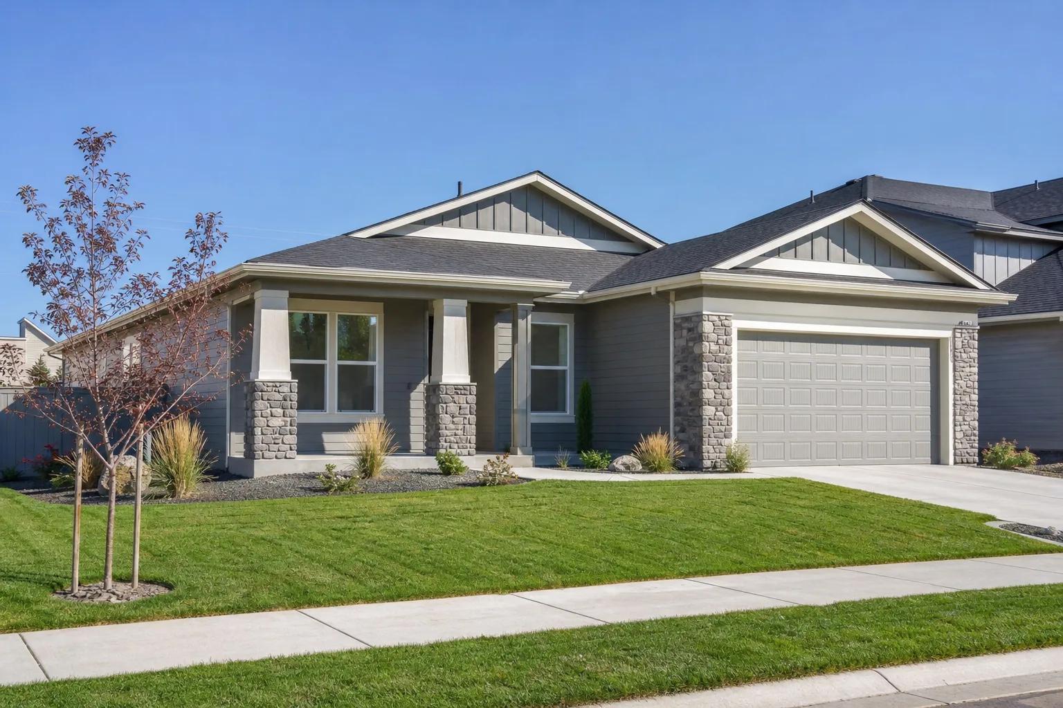 Newly built single-story semi-custom home on a serviced subdivision lot in Meridian, Idaho